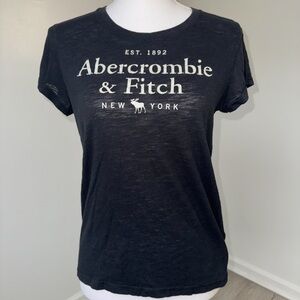 Abercrombie & Fitch Black Logo Tee Shirt Juniors Medium New York Graphic Top Y2K